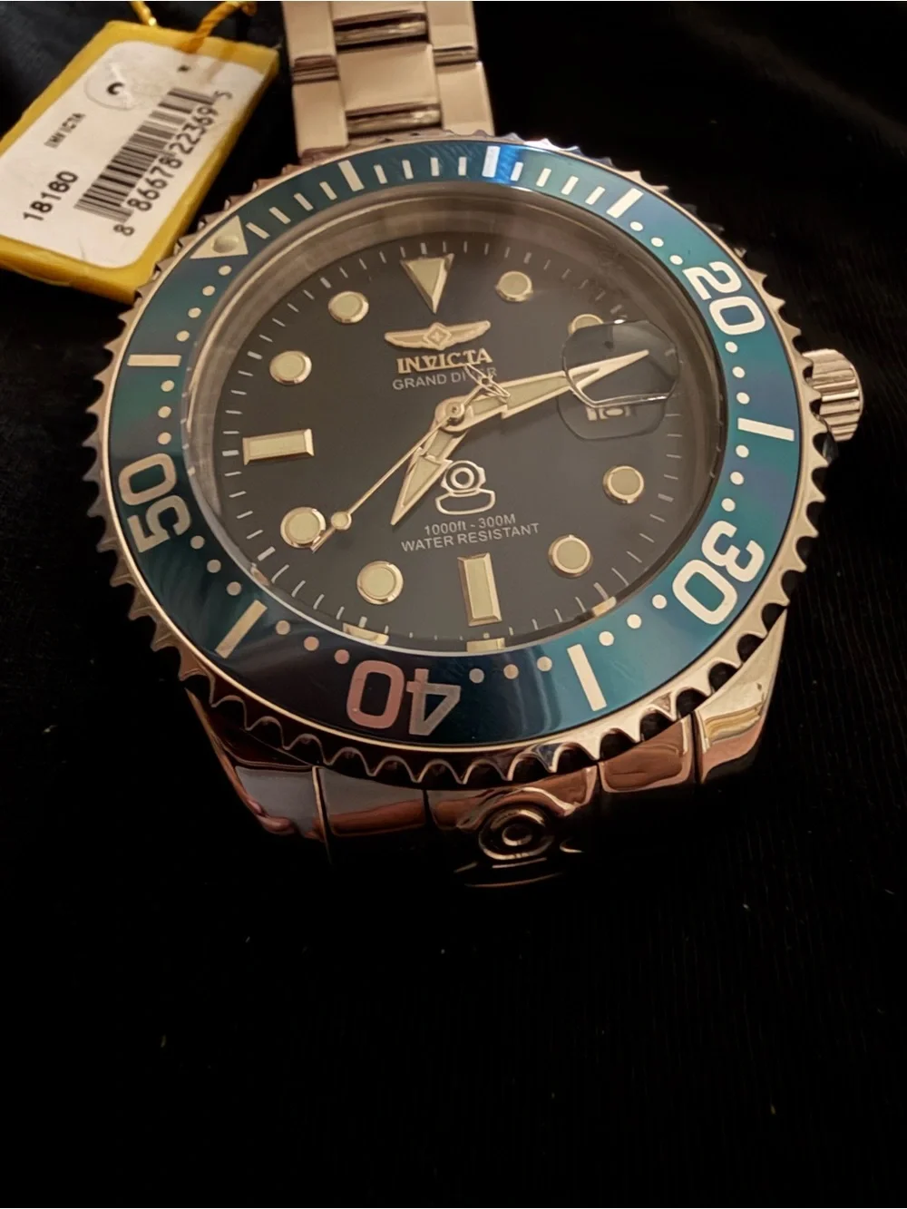 Invicta Silver Stainless Steel Men's Automatic Watch with Blue Dial